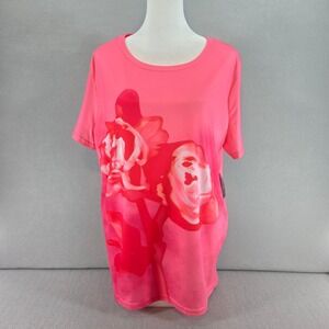 GEMSTONE Pink Floral Graphic T Shirt Top Women 1X NWT